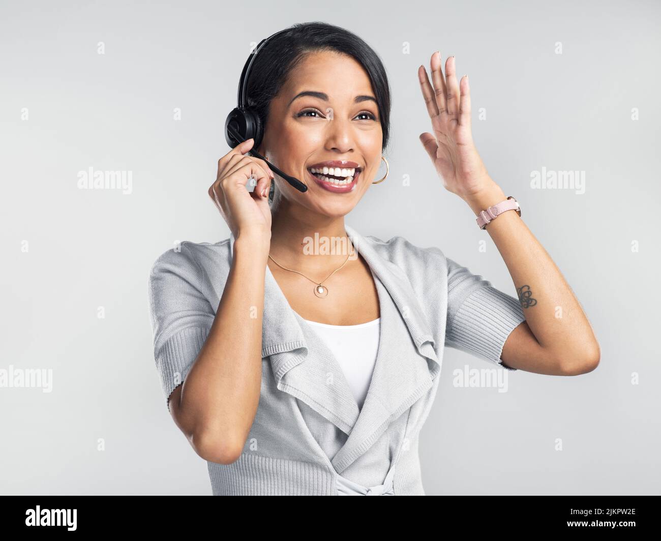 Customer service so good it defies all logic. Studio shot of a