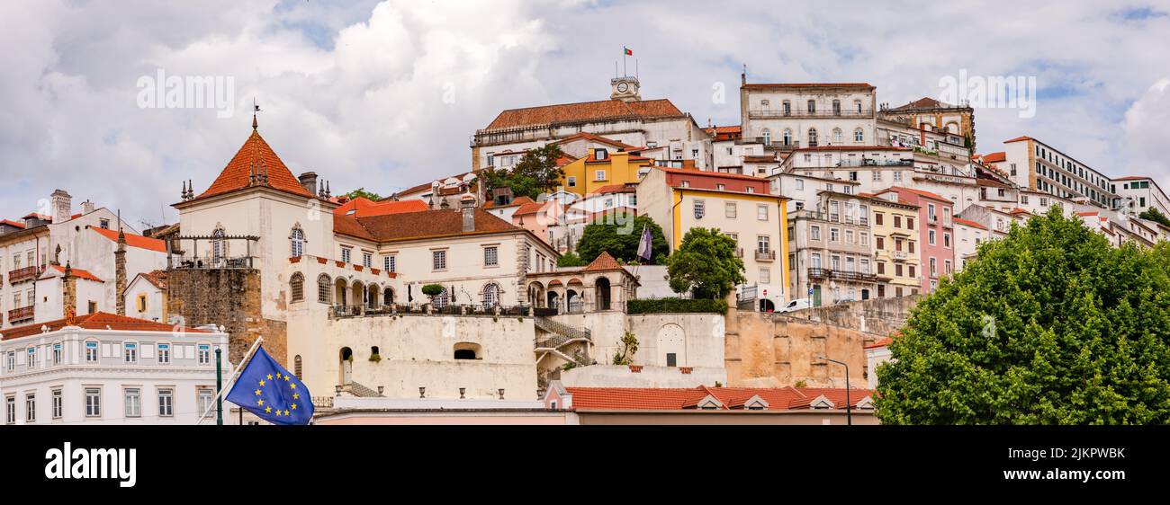 Panorama of the cityscape of the cultural capital of Coimbra with the university and historic buildings, Portugal Stock Photo