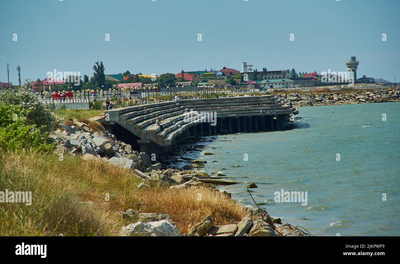 seafront Kaspiysk,  city in the Republic of Dagestan, Russia, located on the Caspian Sea Stock Photo