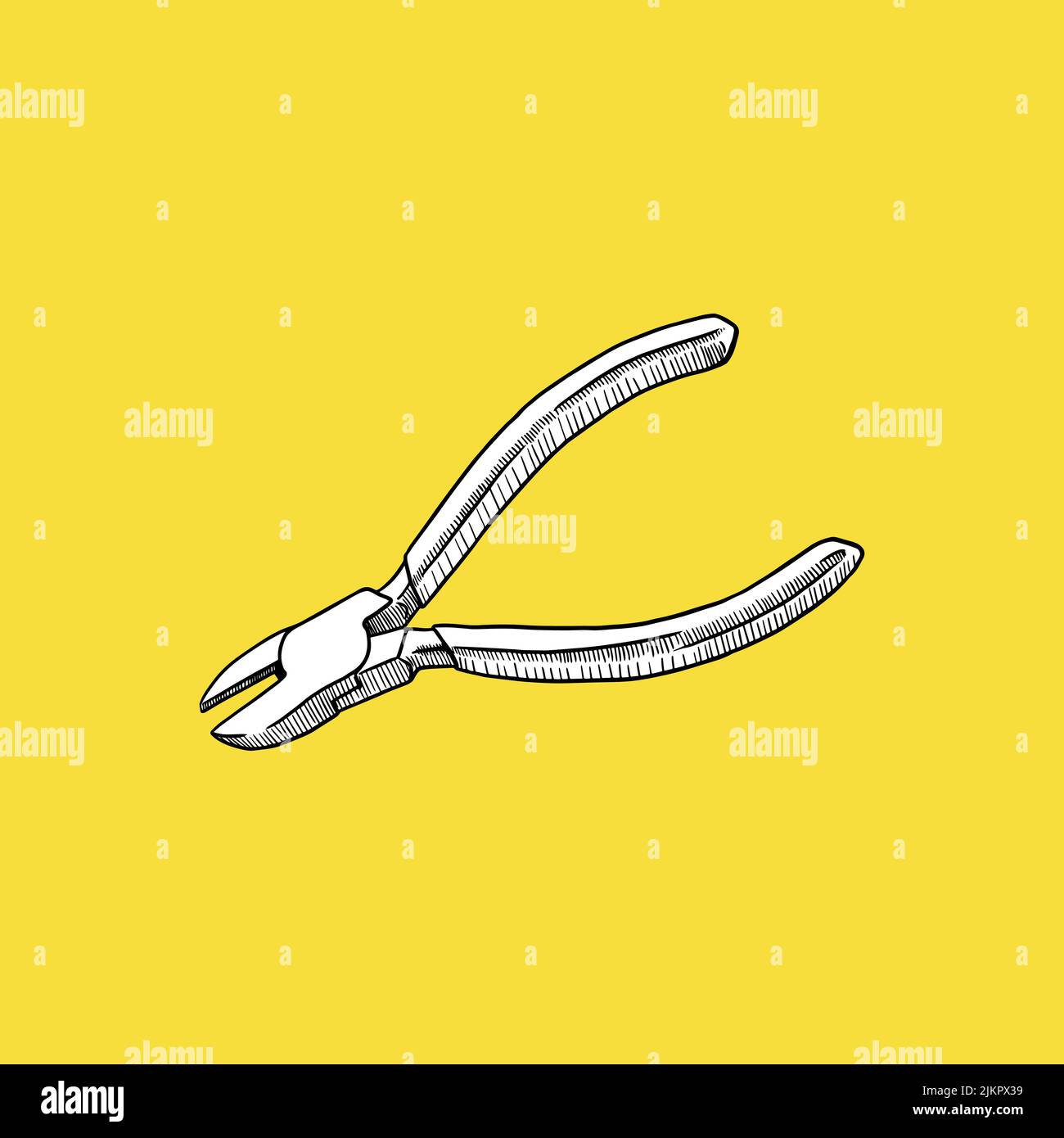 Nippers or Diagonal Cutters. Hand Draw. - Vector  Stock Vector
