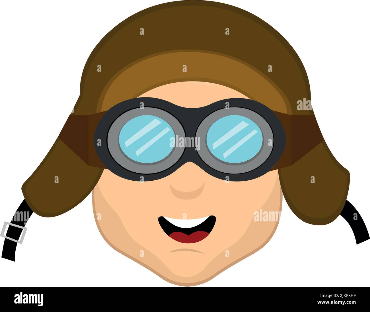 Vector illustration of the face of a cartoon character with goggles and aviator hat Stock Vector