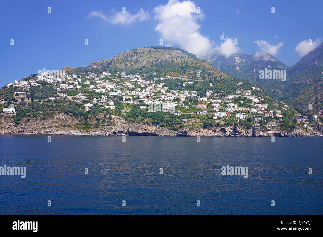 Steep coastline with houses and villas, Amalfi coast, Unesco World Heritage site, Campania, Italy, Europe Stock Photo