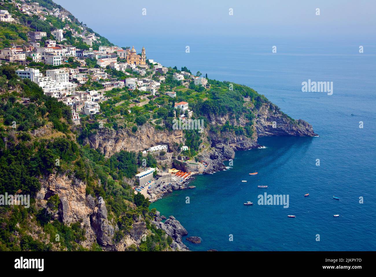 The village Praiano at Amalfi coast, Unesco World Heritage site, Campania, Italy, Mediterranean sea, Europe Stock Photo