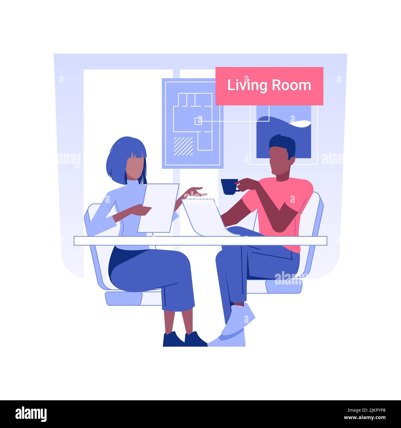 Living room design isolated concept vector illustration. Interior ...