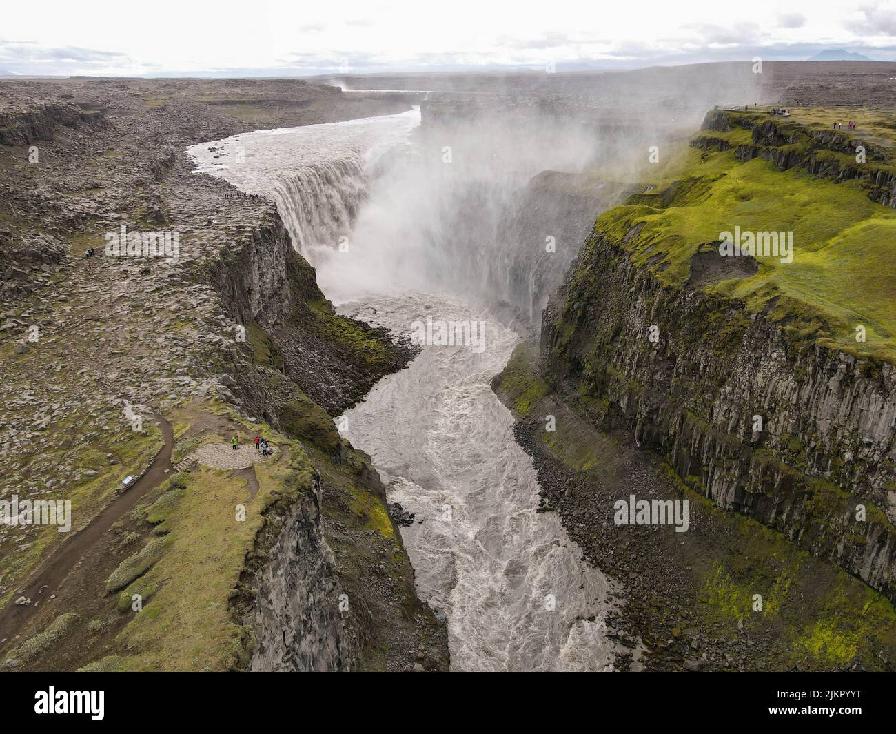 Drone view at Dettifoss waterfall on Iceland Stock Photo