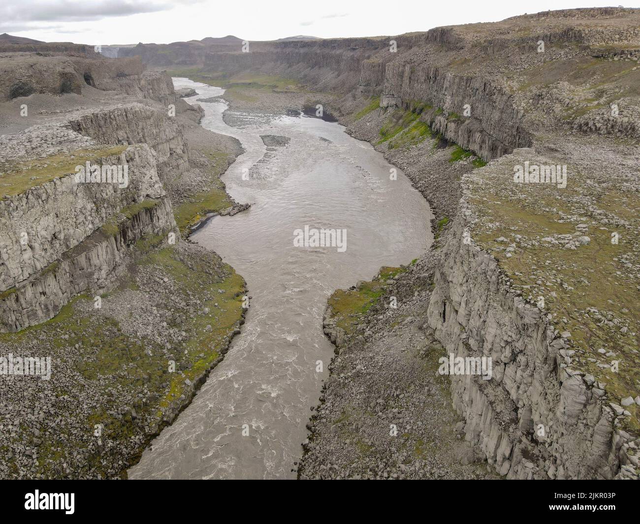Drone view at Dettifoss waterfall on Iceland Stock Photo