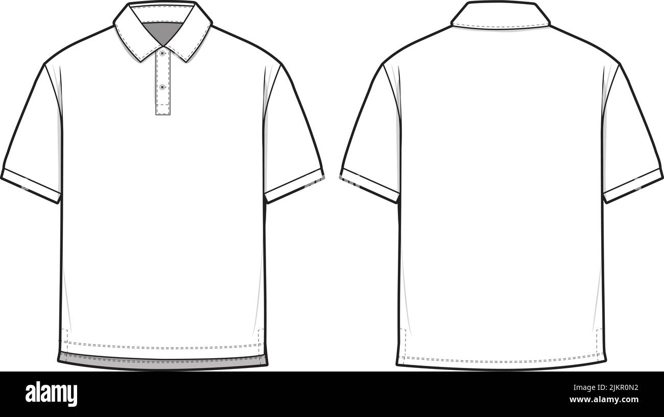 Polo Shirt Technical Fashion Flat Sketch vector illustration template front  and back view isolated on white background. Men's fashion polo t shirt  Stock Vector Image & Art - Alamy