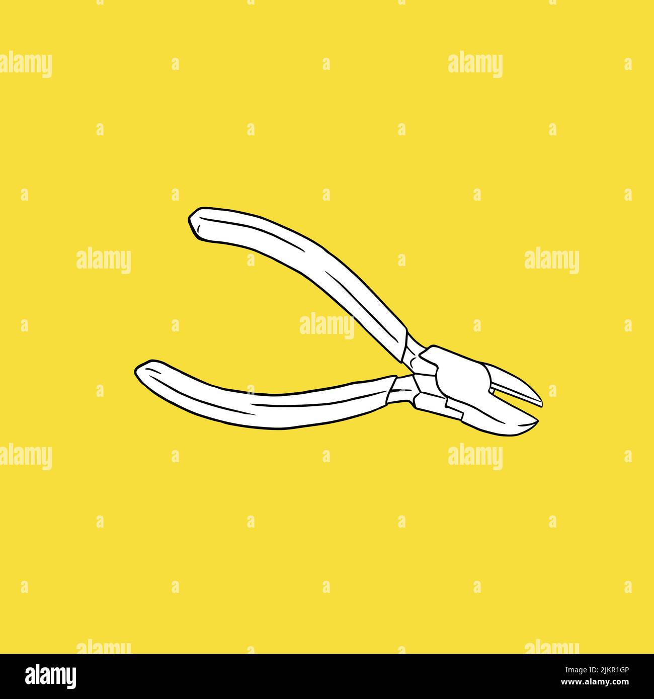 Nippers or Diagonal Cutters. Hand Draw. - Vector  Stock Vector