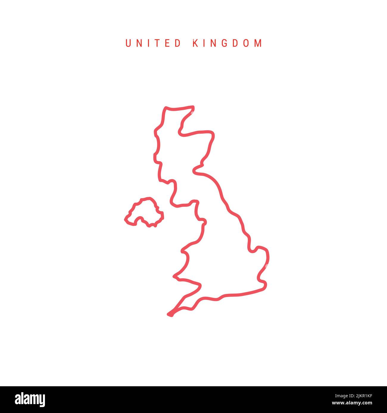 United Kingdom editable outline map. British red border. Country name. Adjust line weight. Change to any color. Vector illustration. Stock Vector