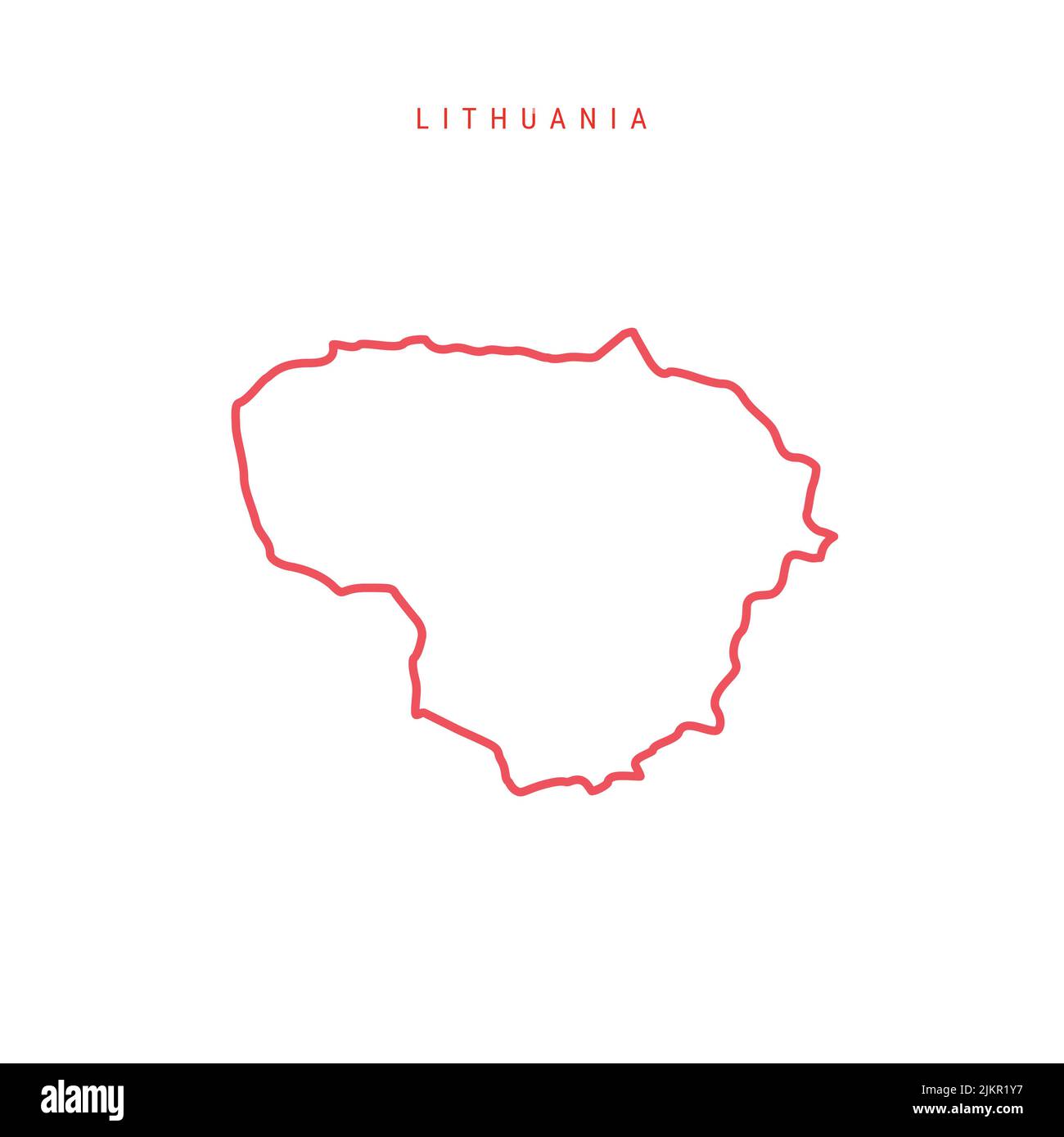 Lithuania editable outline map. Lithuanian red border. Country name. Adjust line weight. Change to any color. Vector illustration. Stock Vector