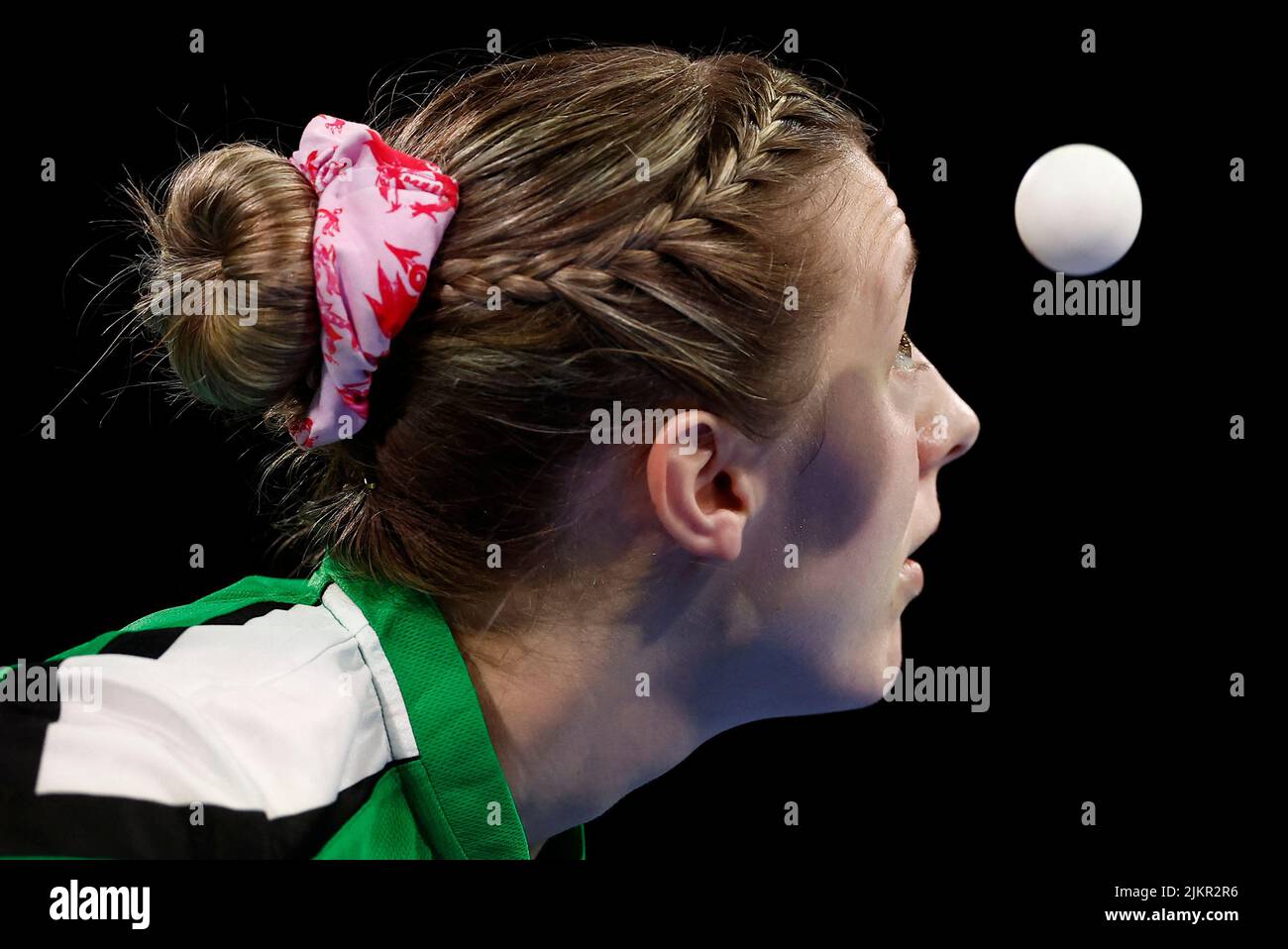 Commonwealth Games - Table Tennis - Women's Singles - Group 7 - The NEC Hall 3, Birmingham, Britain - August 3, 2022 Wales' Chloe Anna Thomas Wu Zhang in action during her singles match against South Africa's Zodwa Maphanga REUTERS/Jason Cairnduff Stock Photo