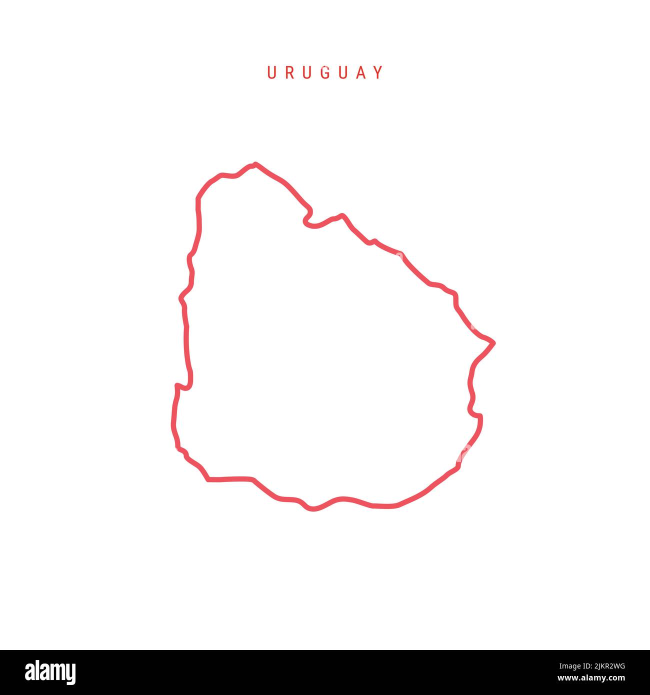 Uruguay editable outline map. Uruguayan red border. Country name. Adjust line weight. Change to any color. Vector illustration. Stock Vector
