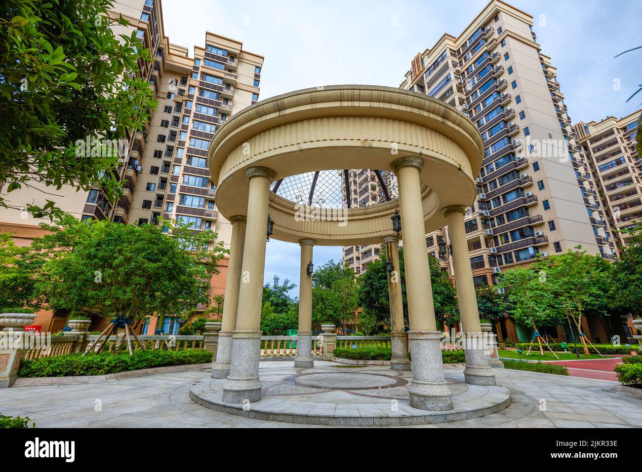 Dome gazebo view in residential complex Stock Photo Alamy