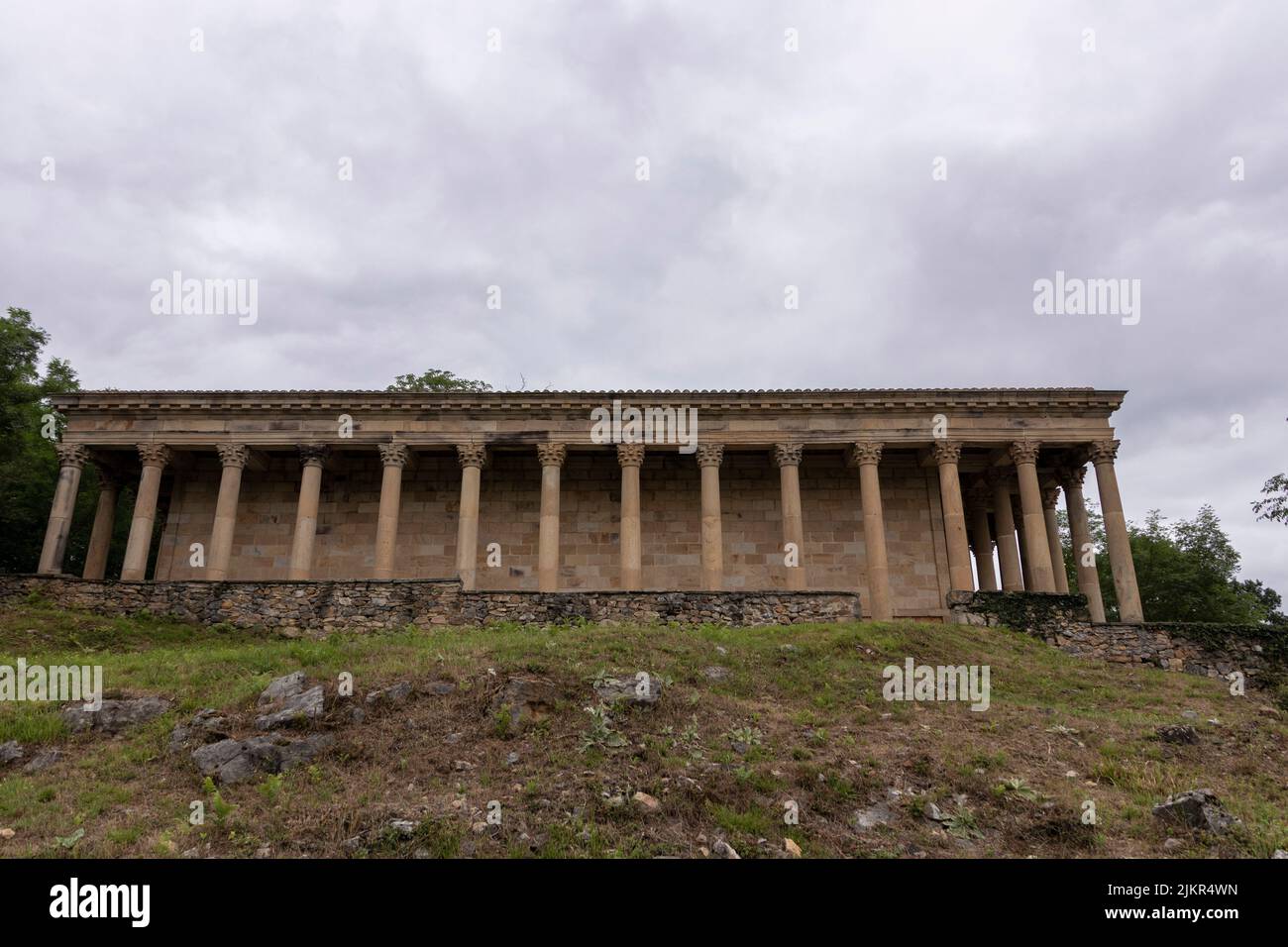 hermitage with columns in the town of las fraguas in cantabria Stock Photo