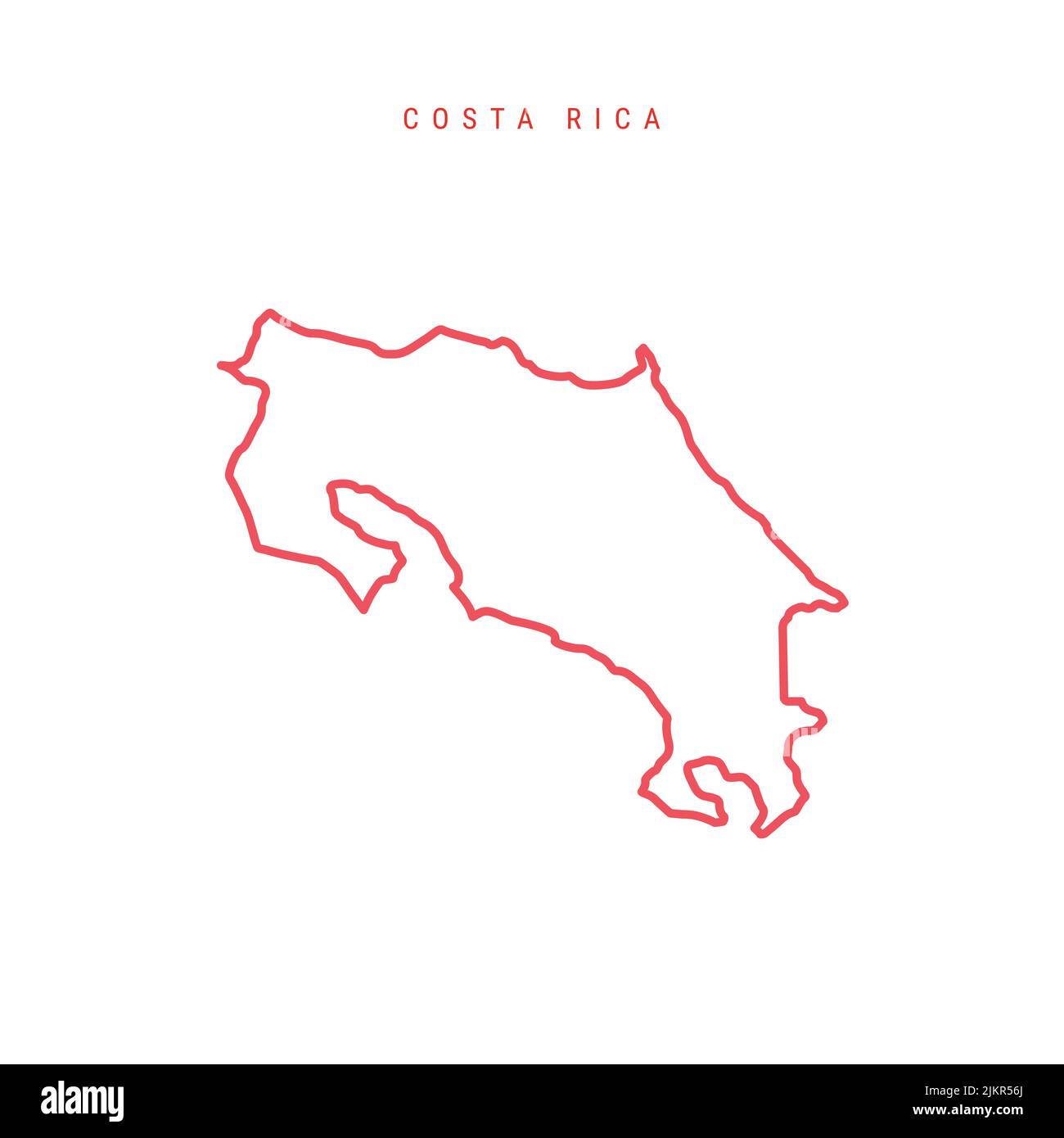 Costa Rica editable outline map. Costa Rican red border. Country name. Adjust line weight. Change to any color. Vector illustration. Stock Vector