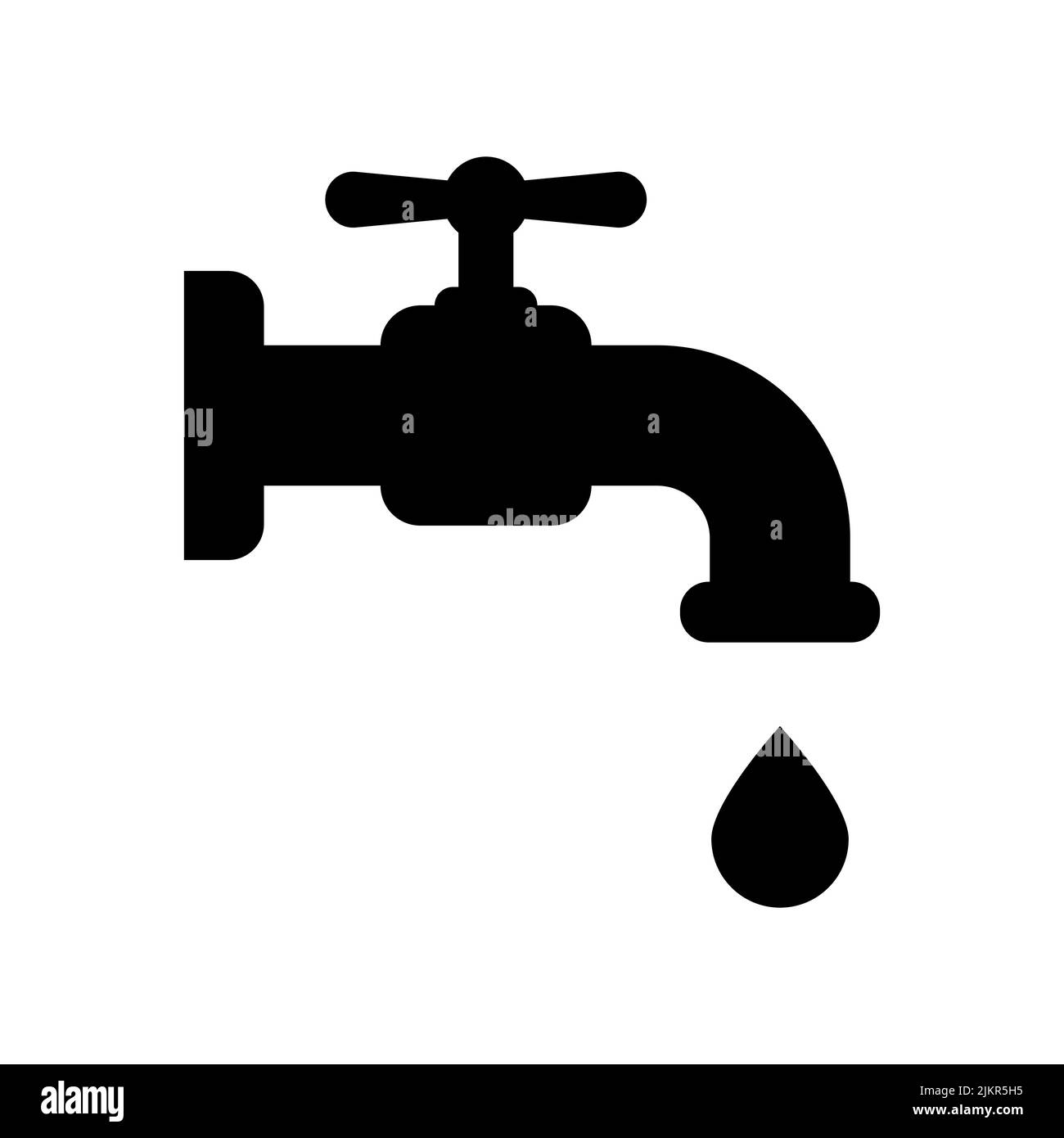 Water tap black vector icon on white background Stock Vector