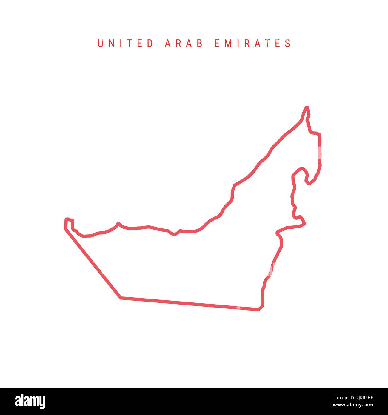 United Arab Emirates editable outline map. UAE red border. Country name. Adjust line weight