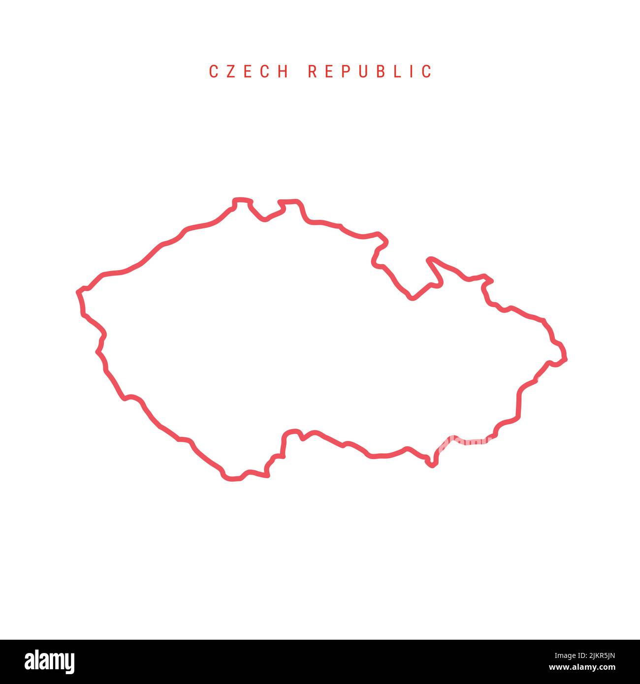 Czech Republic editable outline map. Czechia red border. Country name. Adjust line weight. Change to any color. Vector illustration. Stock Vector