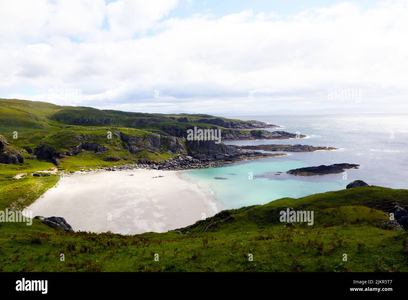 Beautiful sandy Scoor beach on the Ross of Mull in the Isle of Mull in the Inner Hebrides of Scotland Stock Photo