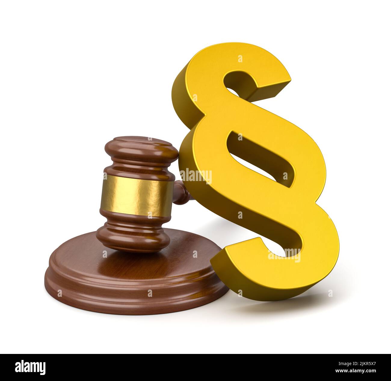 Judge's Gavel and Paragraph Symbol on White Stock Photo