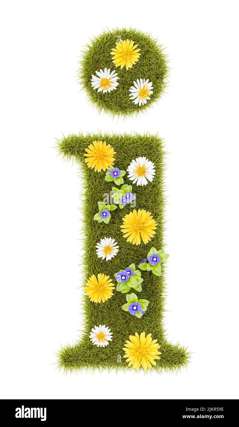 Flowery Grassy I Letter Symbol Shape Isolated Stock Photo