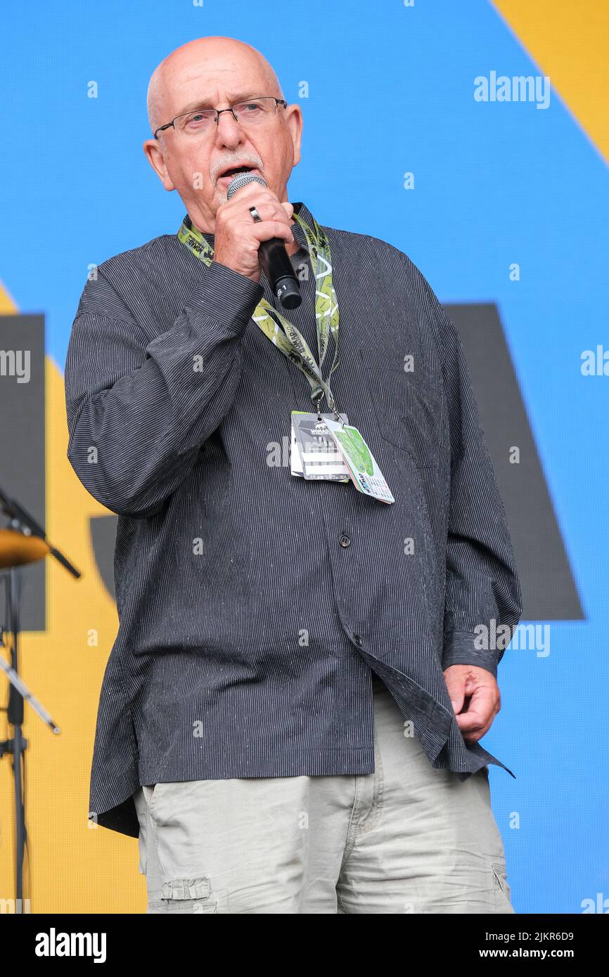 Peter Gabriel, founder of WOMAD on stage during the 40th Anniversary of the WOMAD Festival