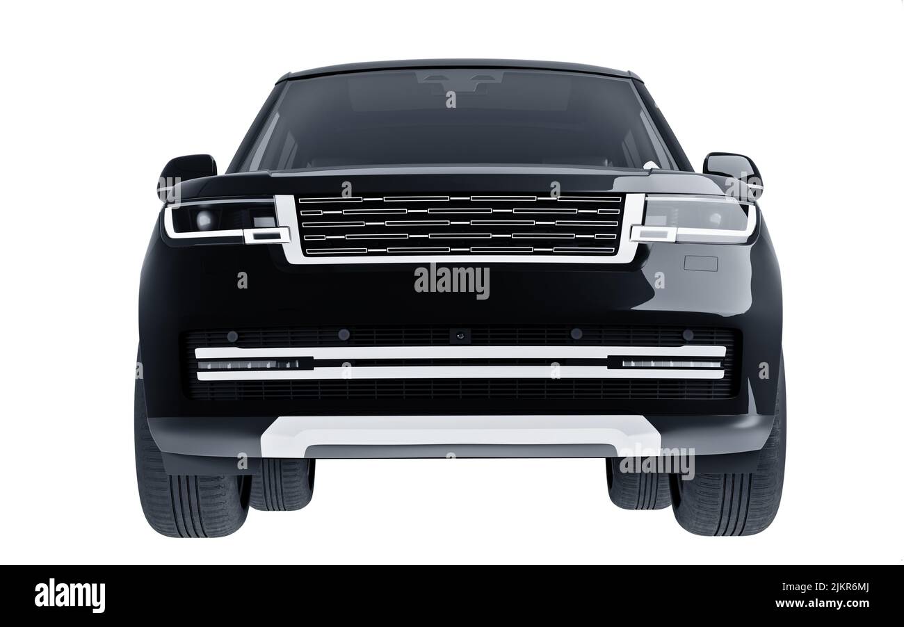 black SUV isolated on white background 3d model Stock Photo - Alamy