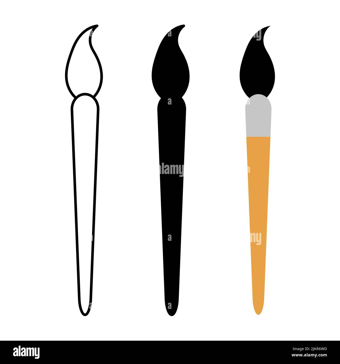 Set of Flat art tool brush instrument, artist web design graphic vector ...