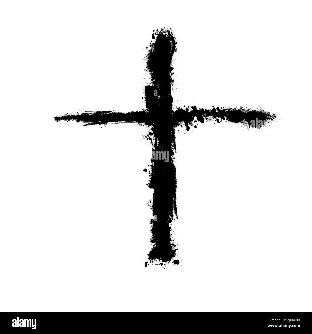 Grunge Religion Cross . Black Paint . Cross black paint strokes. Vector