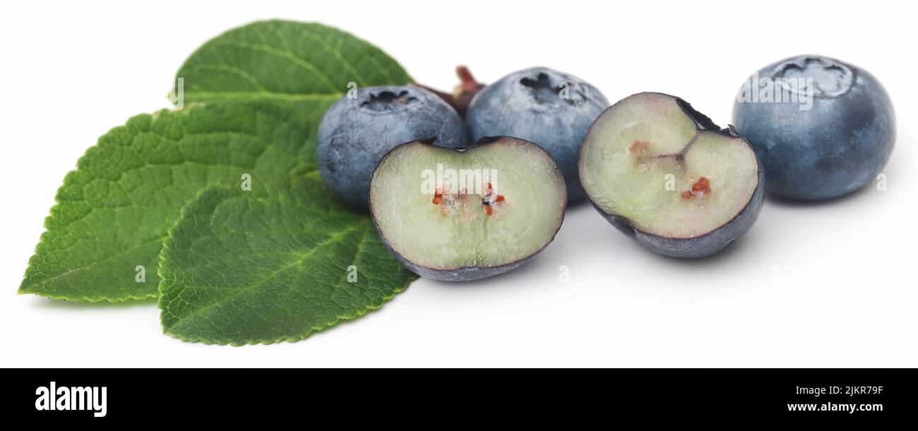 Fresh blueberries over white background Stock Photo