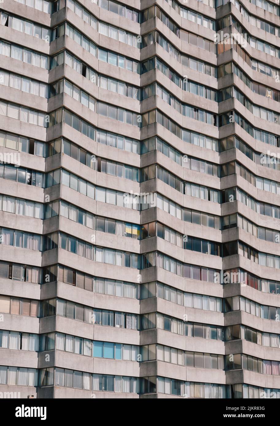 Arlington House tower block detail - 58-metre high 18 storey residential apartment block, Margate Kent, England UK. Built 1964 brutalist architecture Stock Photo