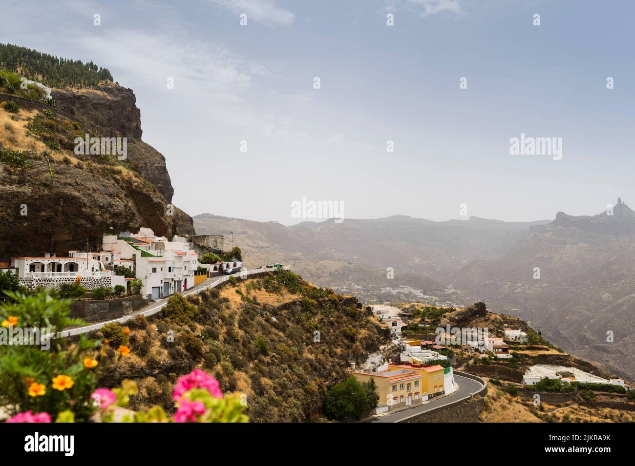 Cave houses in Artenara, Las Palmas Province, Gran Canaria, Canary Islands, Spain Stock Photo