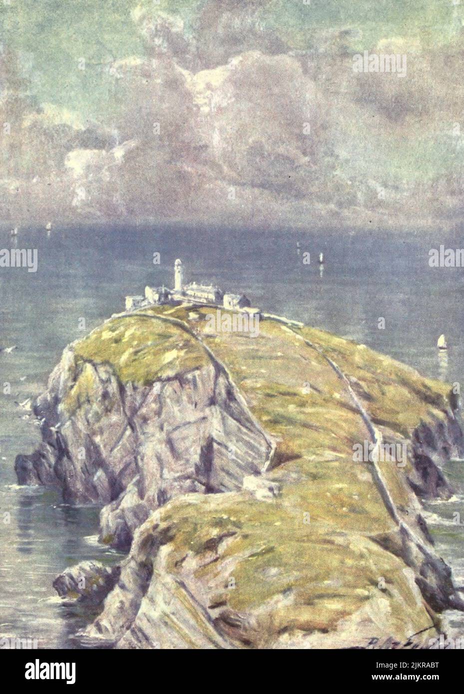 The Stack, Holyhead - Frontispiecewatercolour painting by Robert Fowler from the book ' BEAUTIFUL WALES ' Described by Edward Thomas Publication date 1905 Publisher London, A. & C. Black Stock Photo