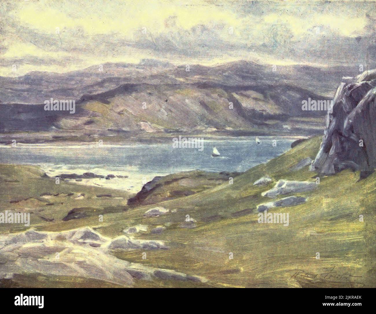 A View from the Great Orme's Head watercolour painting by Robert Fowler from the book ' BEAUTIFUL WALES ' Described by Edward Thomas Publication date 1905 Publisher London, A. & C. Black Stock Photo