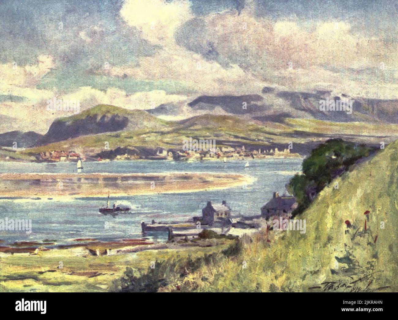 Carnarvon, from Anglesey watercolour painting by Robert Fowler from the book ' BEAUTIFUL WALES ' Described by Edward Thomas Publication date 1905 Publisher London, A. & C. Black Stock Photo