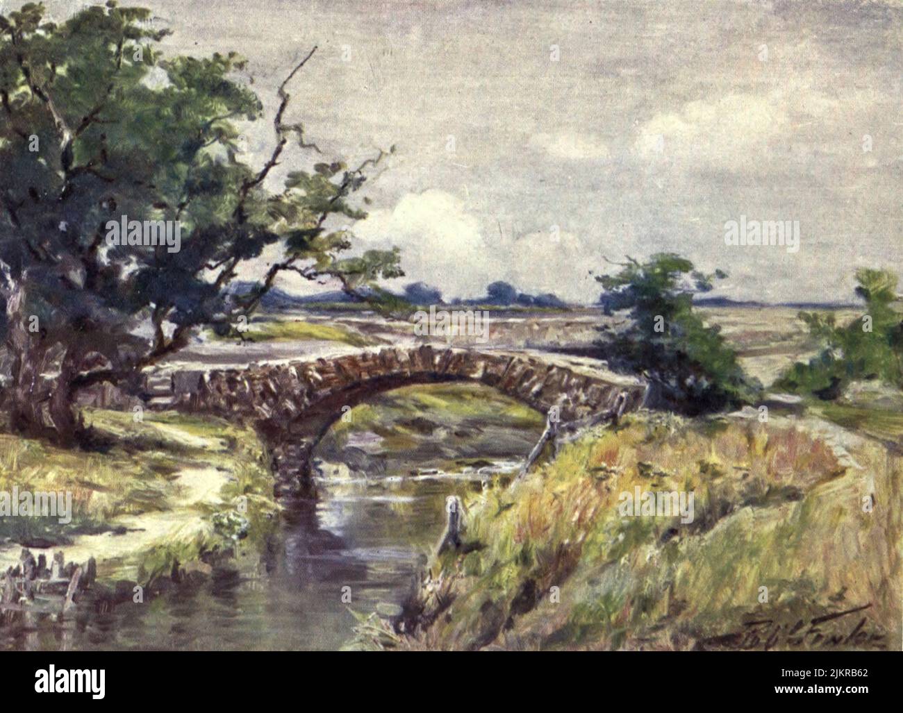 Old Roman Bridge, near Swansea watercolour painting by Robert Fowler from the book ' BEAUTIFUL WALES ' Described by Edward Thomas Publication date 1905 Publisher London, A. & C. Black Stock Photo