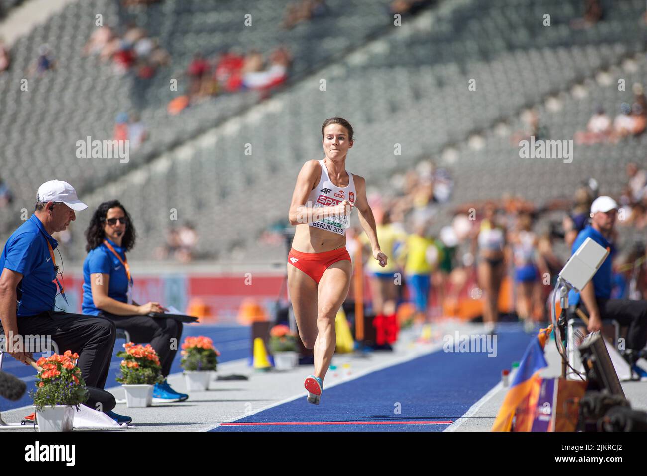 Anna Jagaciak participating in the triple jump at the European Athletics Championships in Berlin 2018. Stock Photo