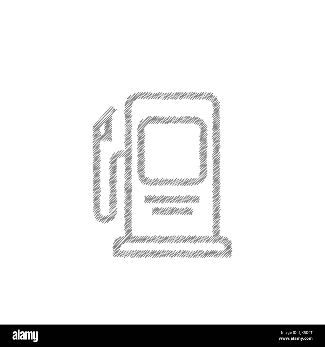 Gas station grey sketch vector icon. Petrol station symbol Stock Vector