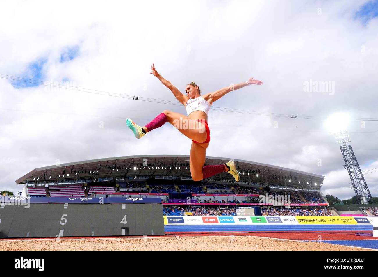 England's Holly Mills in action during the Long Jump element of the Women's Heptathlon at Alexander Stadium on day six of the 2022 Commonwealth Games in Birmingham. Picture date: Wednesday August 3, 2022. Stock Photo