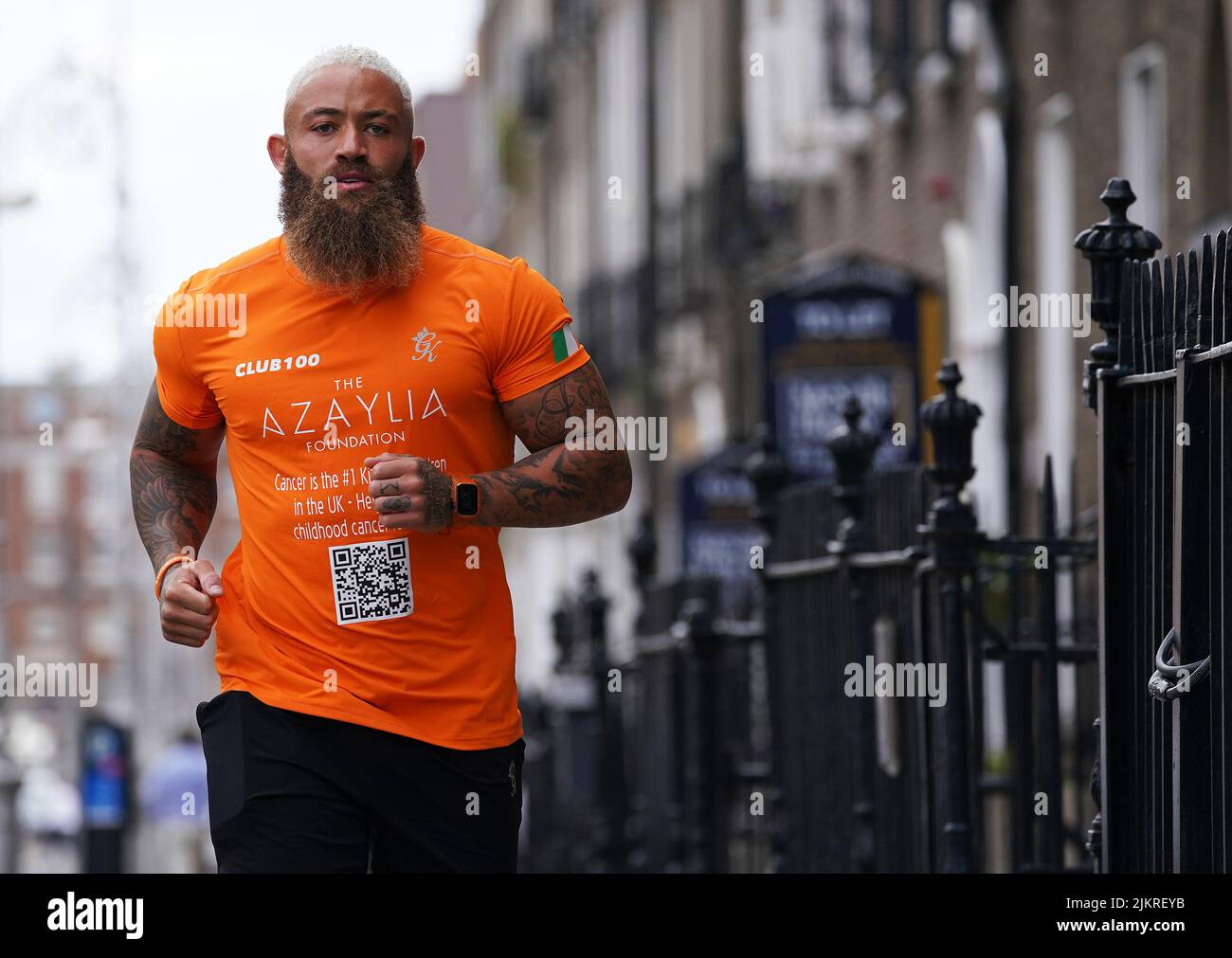 Ex-footballer Ashley Cain at Fitzwilliam Square in Dublin as he begins a charity run in memory of his late daughter Azaylia, and to raise funds in aid of childhood cancer, that will span across five capital cities in Ireland and the UK over the next five days. Picture date: Wednesday August 3, 2022. Stock Photo