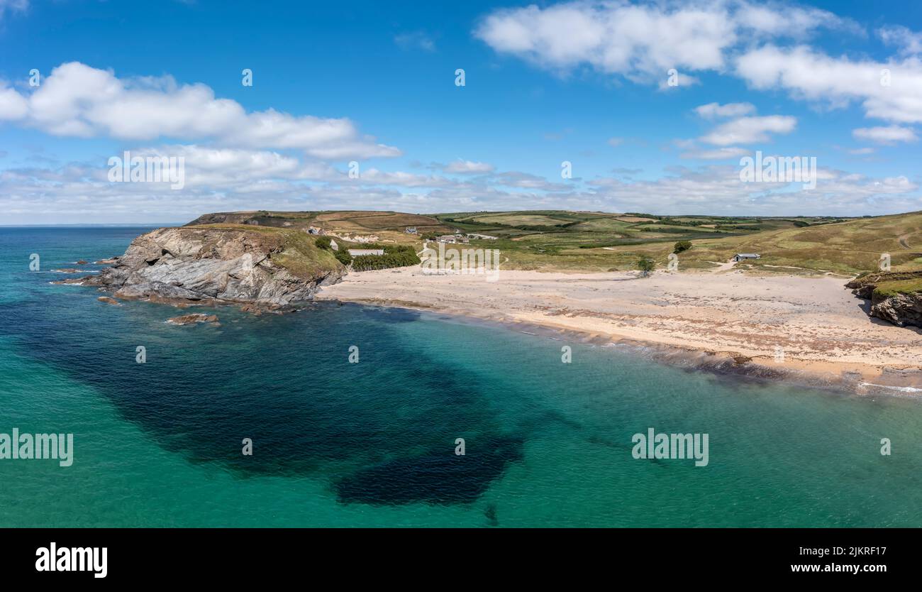 church cove near helston cornwall looking north sunny day elevated view panorama Stock Photo