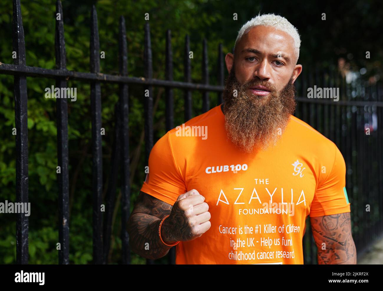 Ex-footballer Ashley Cain at Fitzwilliam Square in Dublin as he begins a charity run in memory of his late daughter Azaylia, and to raise funds in aid of childhood cancer, that will span across five capital cities in Ireland and the UK over the next five days. Picture date: Wednesday August 3, 2022. Stock Photo