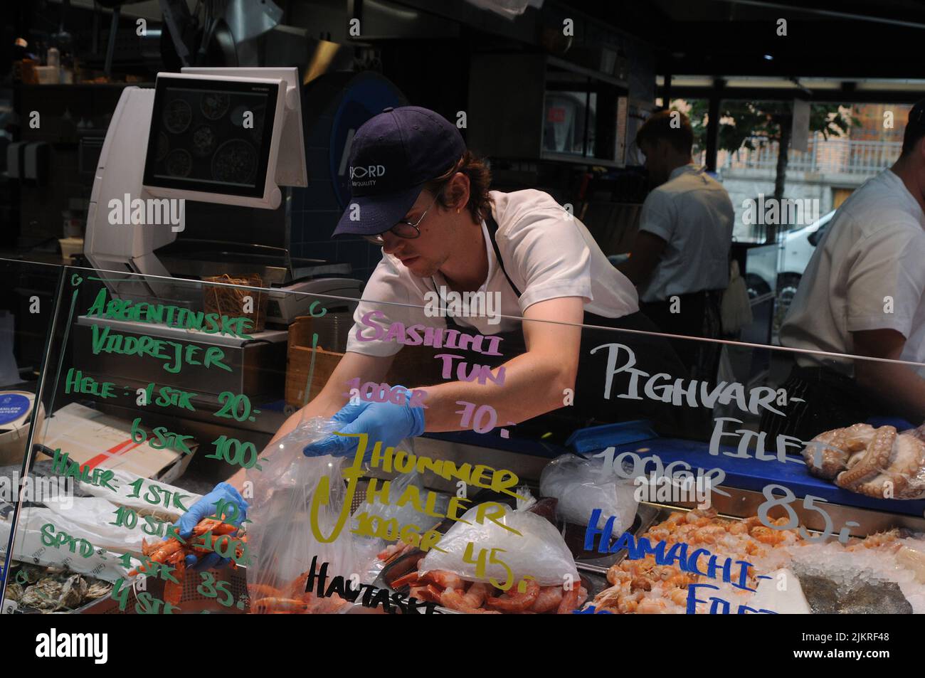 Copenhagen /Denmark/03 August 2022/Sea food fish shoppers in
