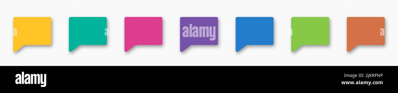 Speech bubbles are different color on a white background. Multicolored icons or symbols with a shadow on a white background. The concept of communicat Stock Vector