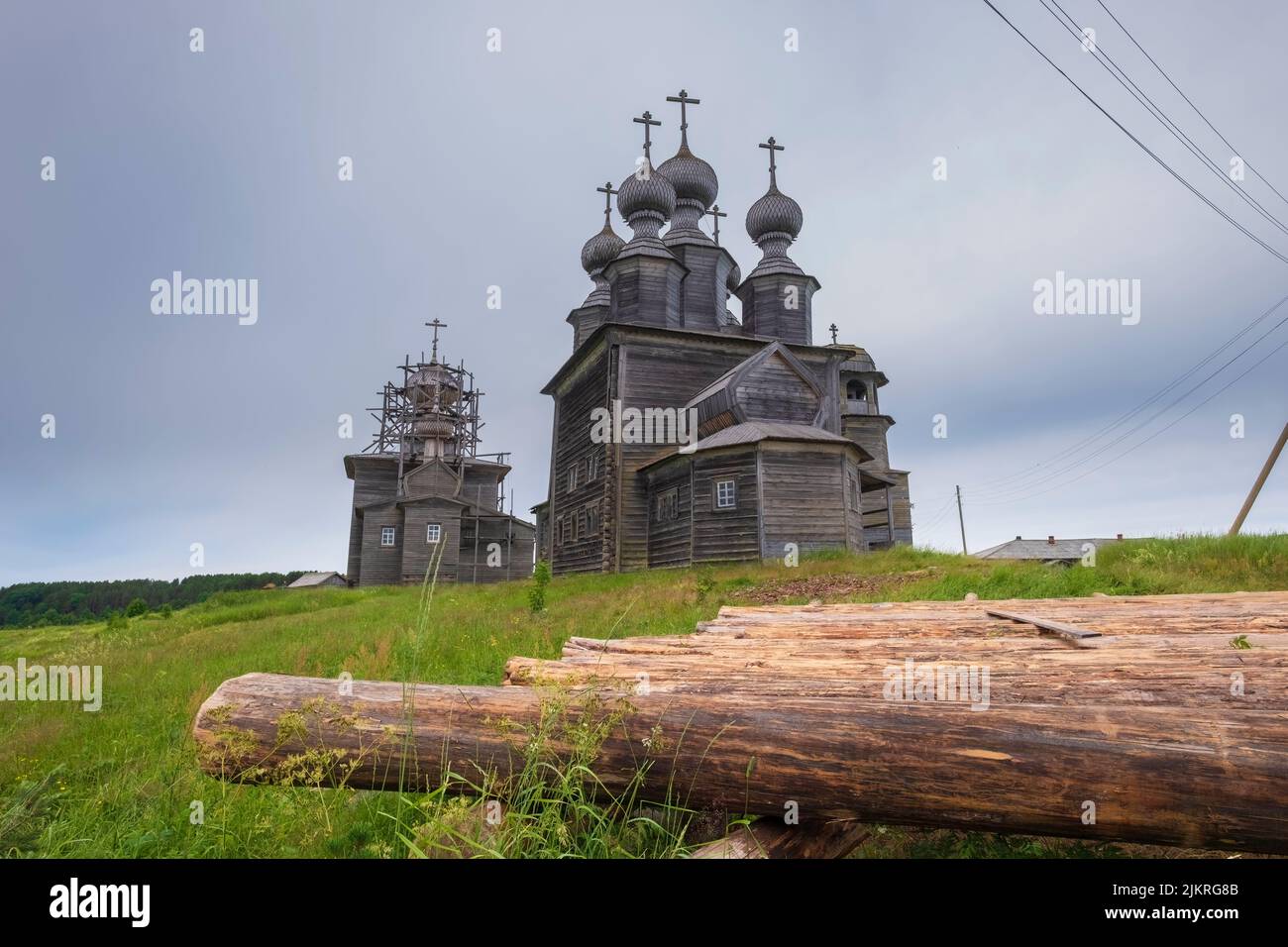 St. Nicholas Church in the village Vorzogory in Onega area in Arkhangelsk region in Russia, Stock Photo