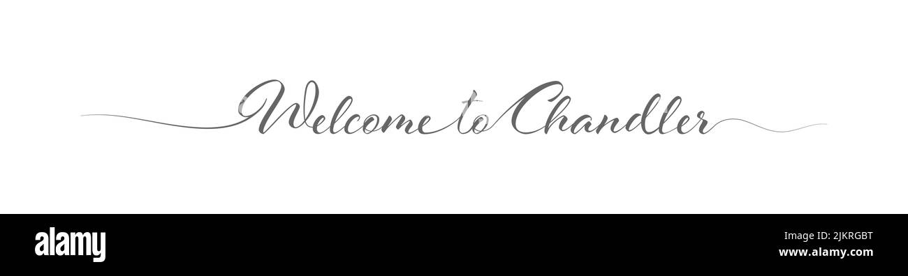 Welcome to Chandler. Stylized calligraphic greeting inscription in one line. Simple style Stock Vector