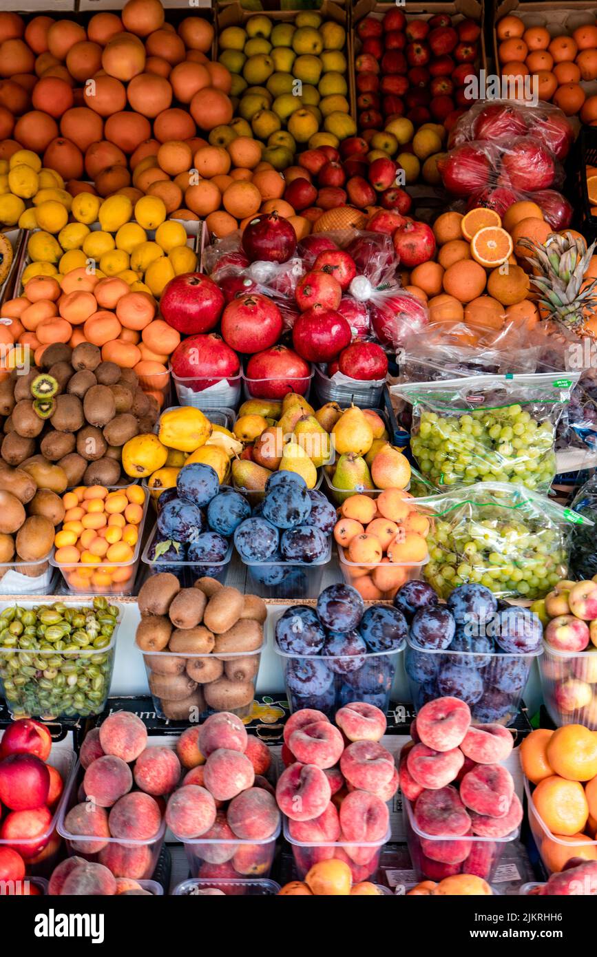 Fruits Market. Healthy natural food concept Stock Photo