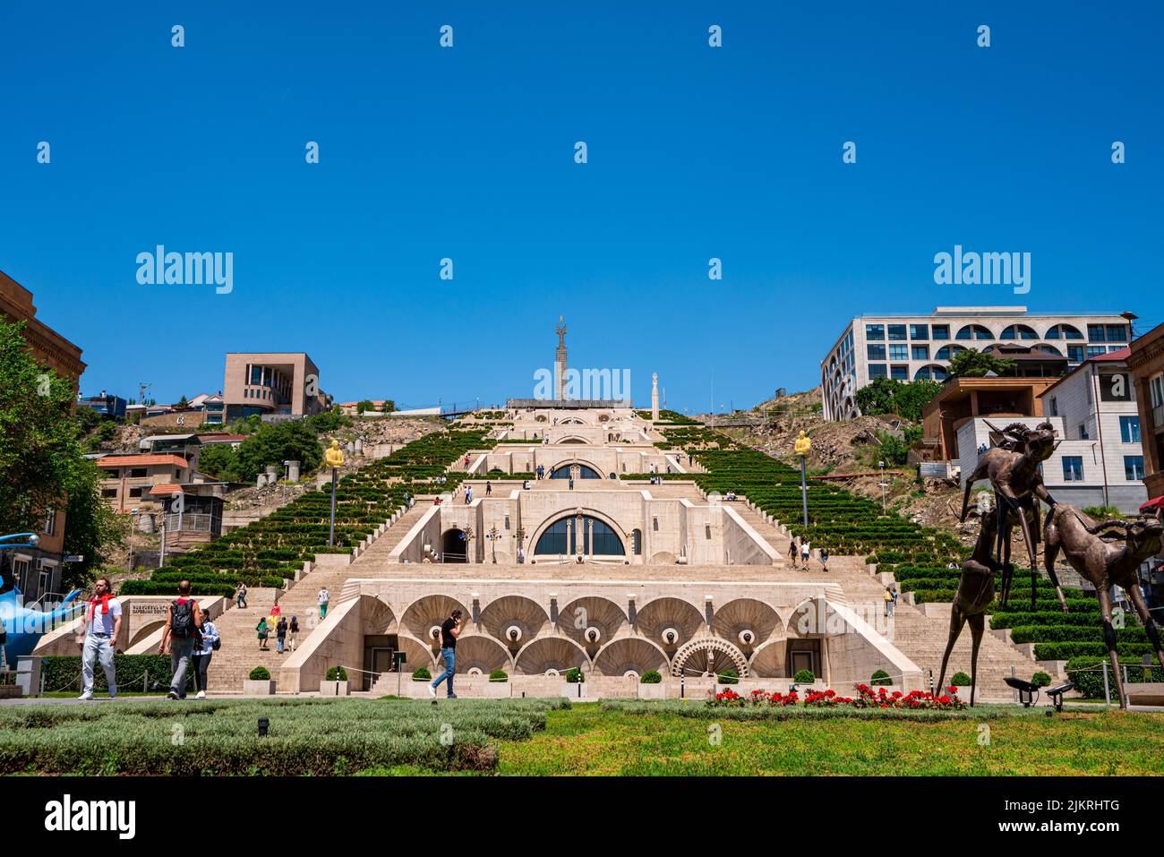 Yerevan, Armenia May 17, 2022 A view of Cascade and giant stairway in sunny day Stock Photo