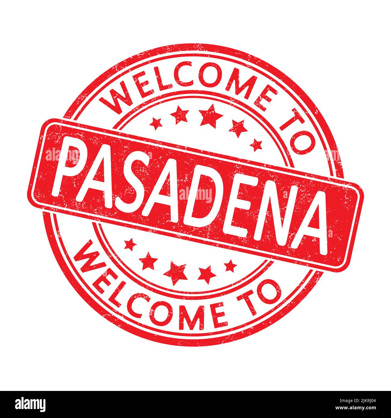 Welcome to PASADENA. Impression of a round stamp with a scuff. Flat style Stock Vector