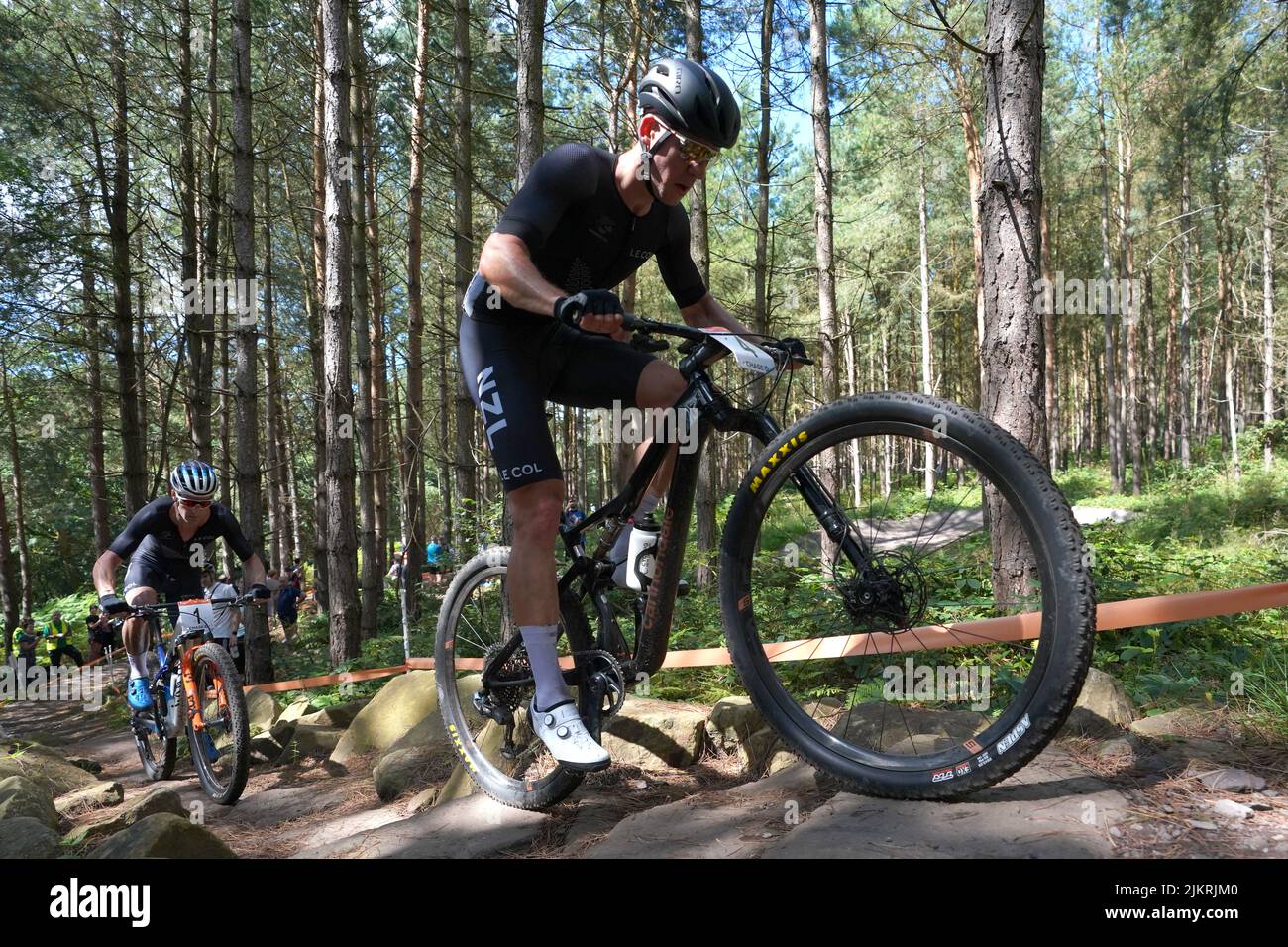 New Zealand's Samuel Gaze (left) and Ben Oliver during the Men's Cross-country final at Cannock Chase on day six of the 2022 Commonwealth Games. Picture date: Wednesday August 3, 2022. Stock Photo